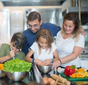 Family meal prepping together